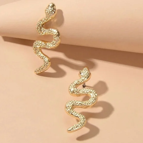 Last! gold snake charmer stud earrings hoop - Picture 4 of 5